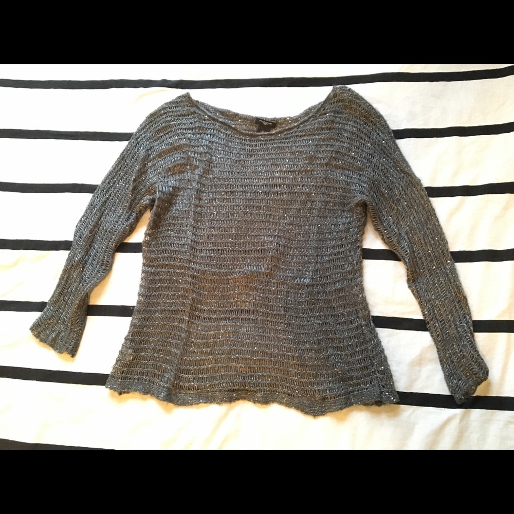 Ann Taylor Outlet Open Texture Sparkle Sweater EUC